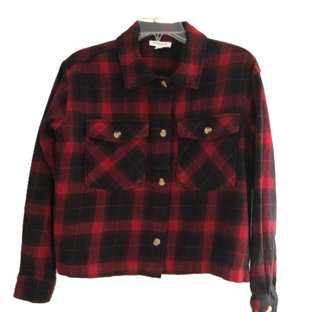 Beachlunchlounge Red/Black Plaid Flannel Shacket Size S